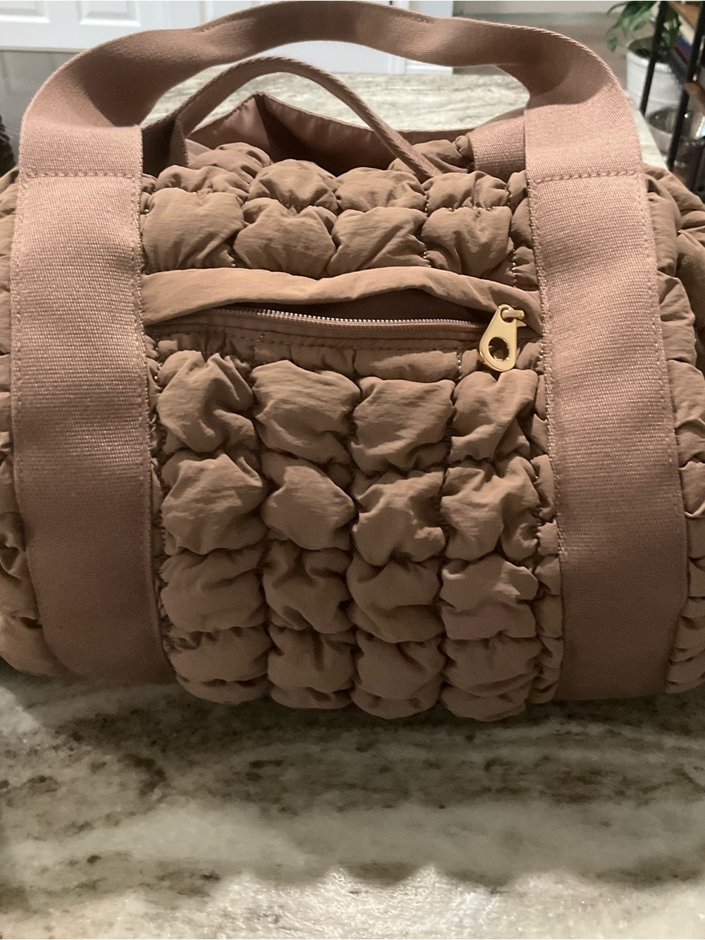 Quilted Puff Duffel Bag in Dusty Rose